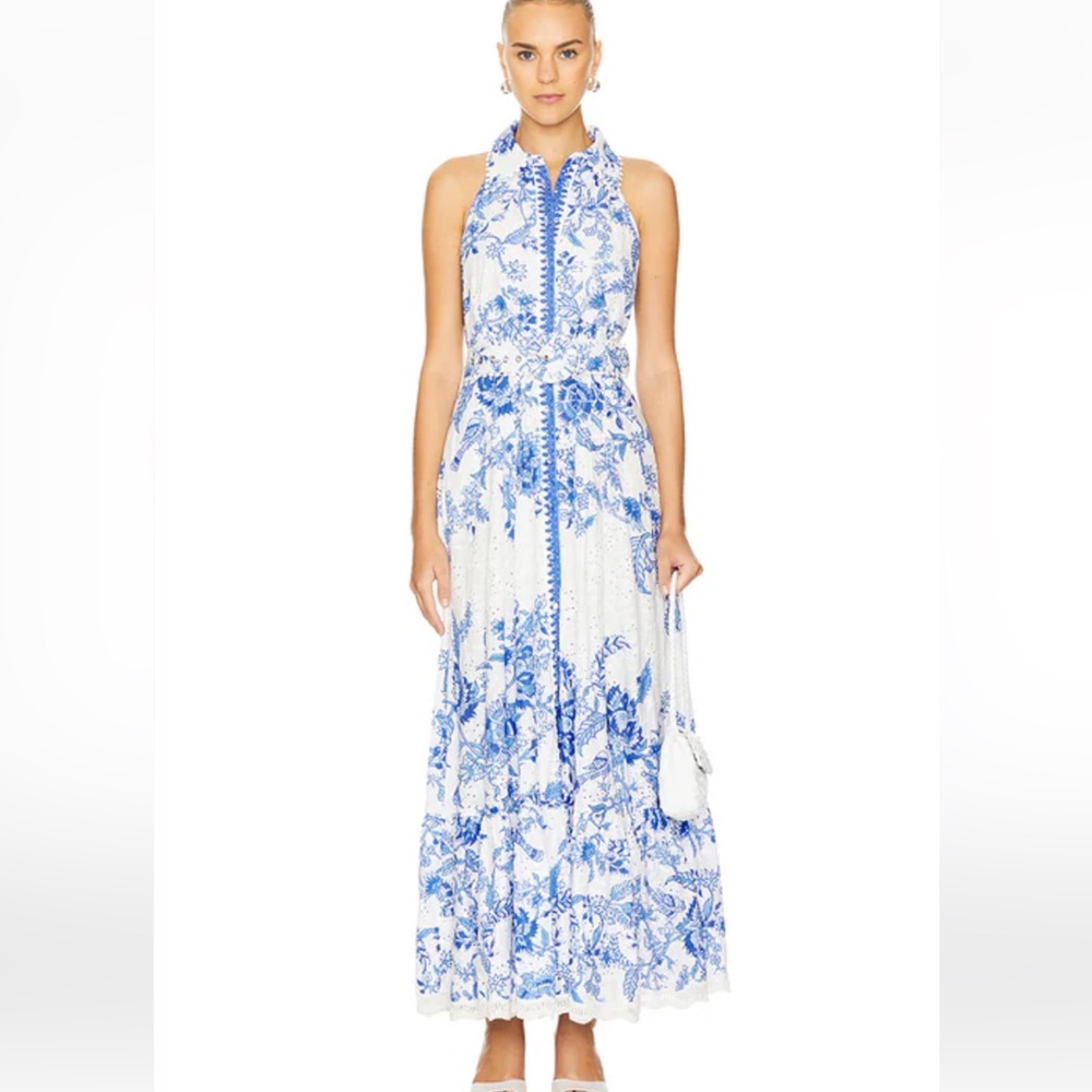 Blue and White Floral Maxi Dress